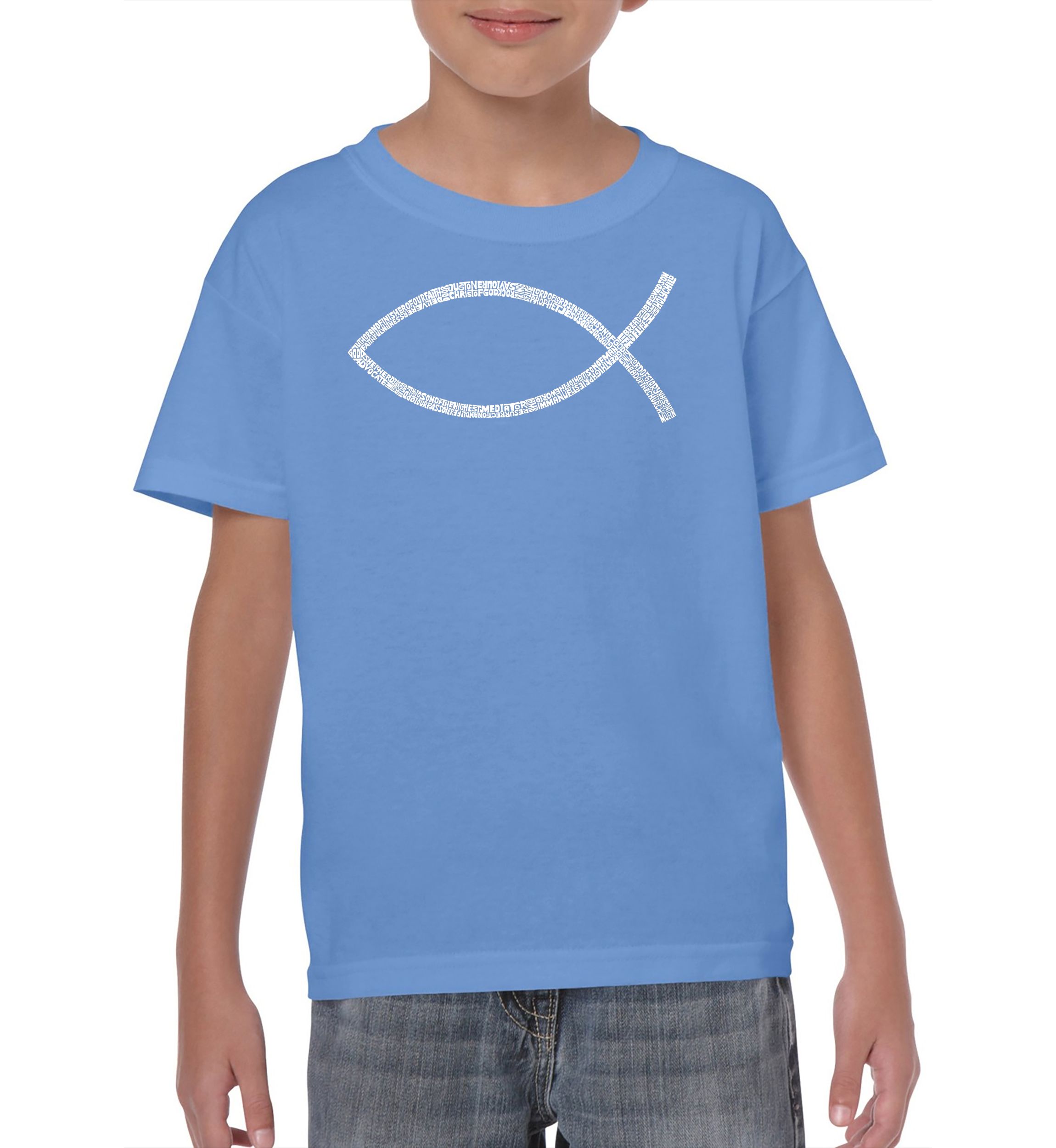 Boys Word Art T Shirt - Jesus Fish