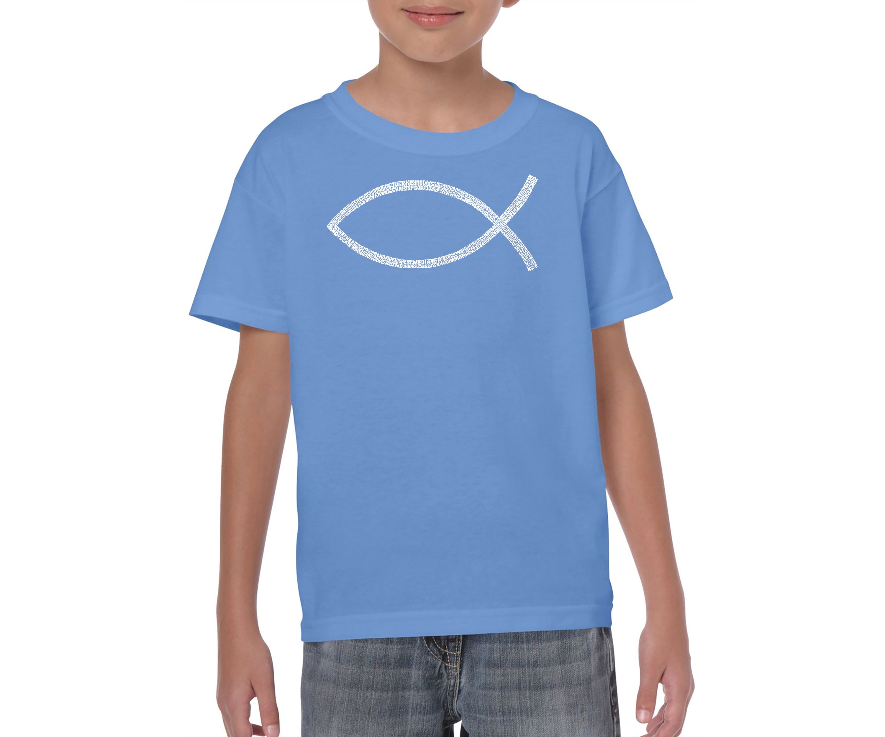 Boys Word Art T Shirt - Jesus Fish