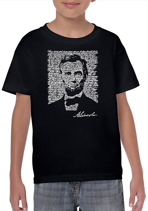 Boys 8-20 Word Art T Shirt - Abraham Lincoln Gettysburg Address