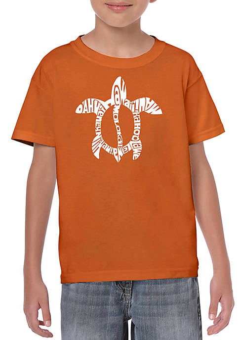 Boys 8-20 Word Art Graphic T-Shirt - Honu Turtle - Hawaiian Islands