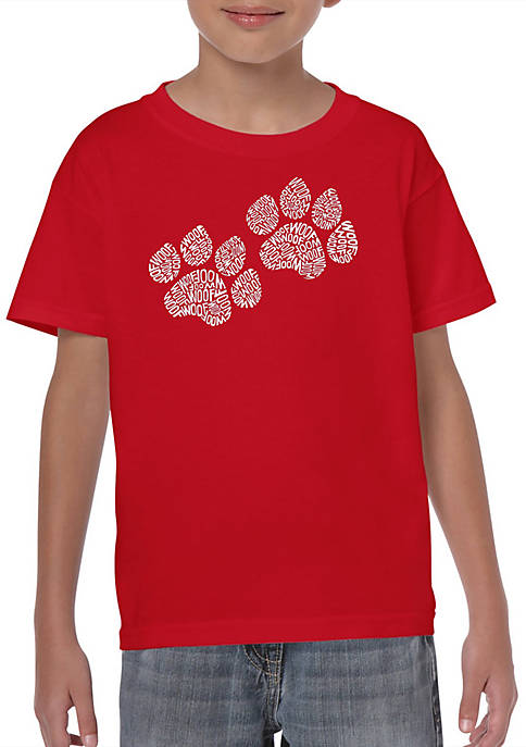 Boys 8-20 Word Art T Shirt - Woof Paw Prints