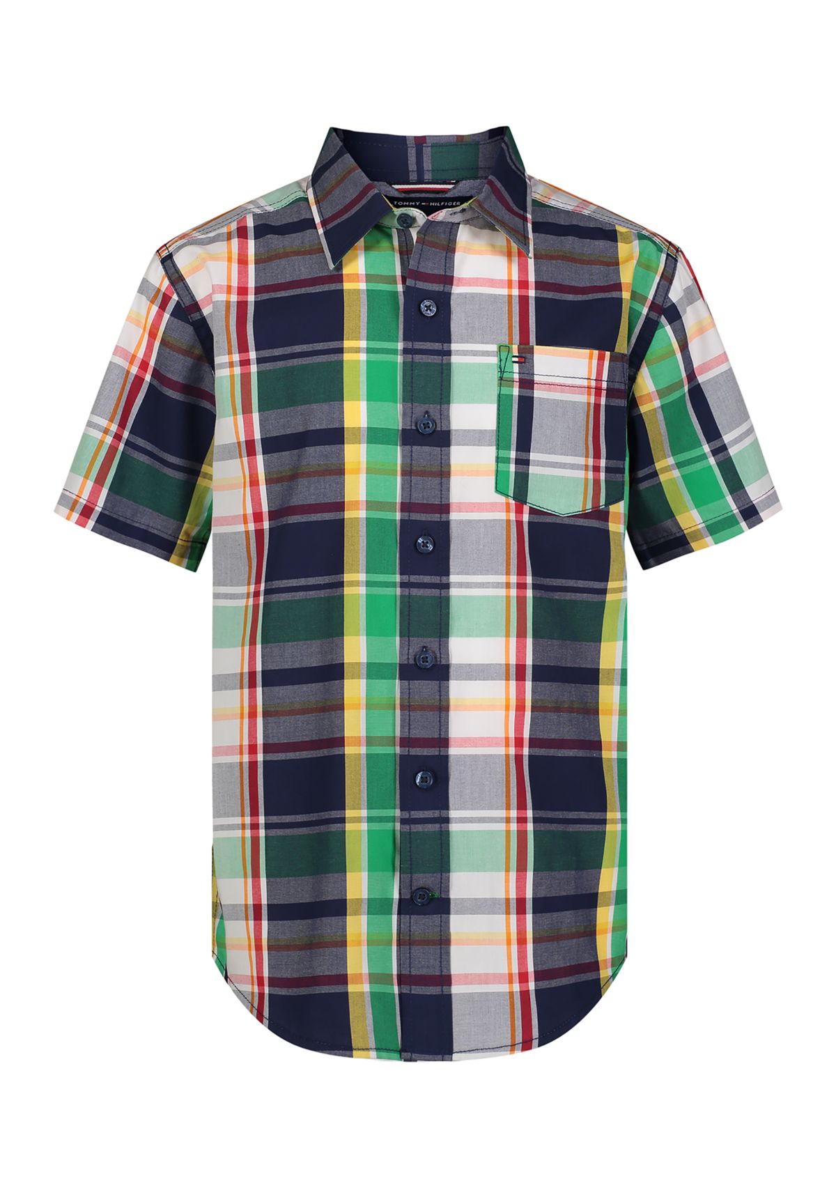 Boys 4-7 Short Sleeve Woven Multi Plaid Shirt
