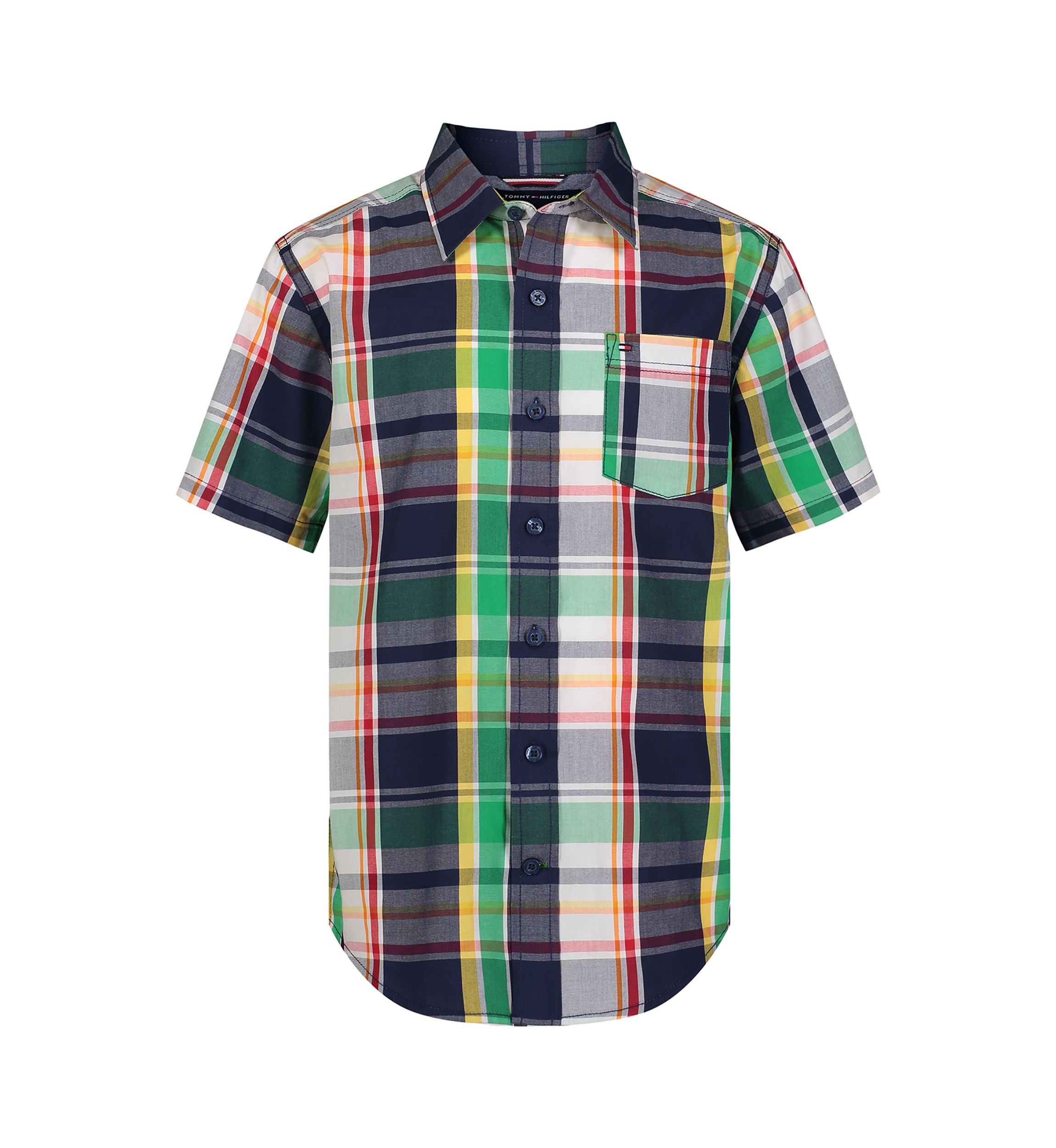 Boys 4-7 Short Sleeve Woven Multi Plaid Shirt