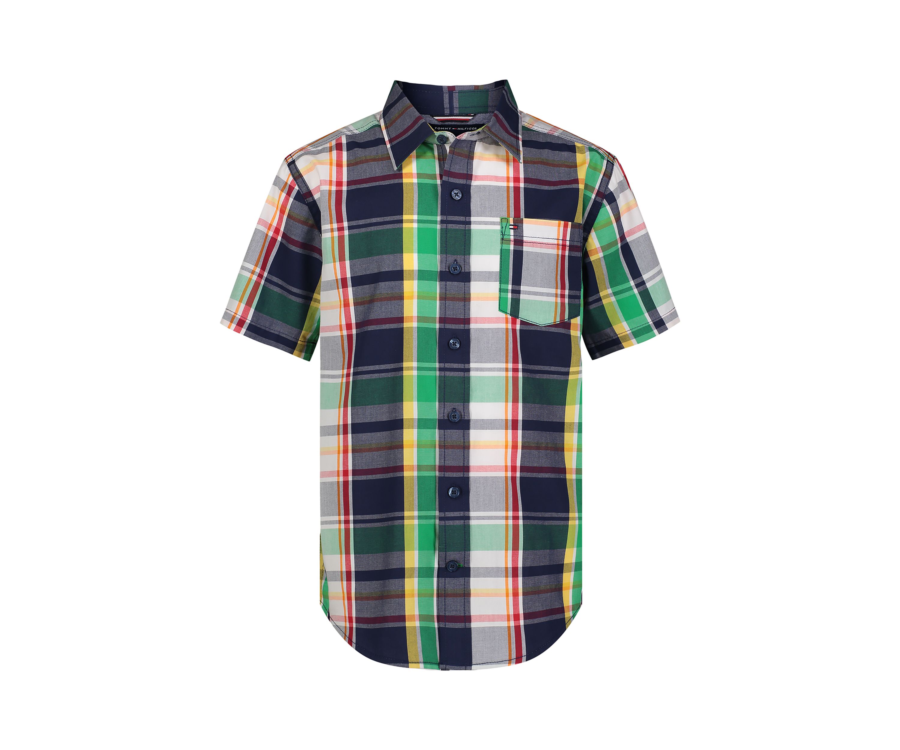 Boys 4-7 Short Sleeve Woven Multi Plaid Shirt