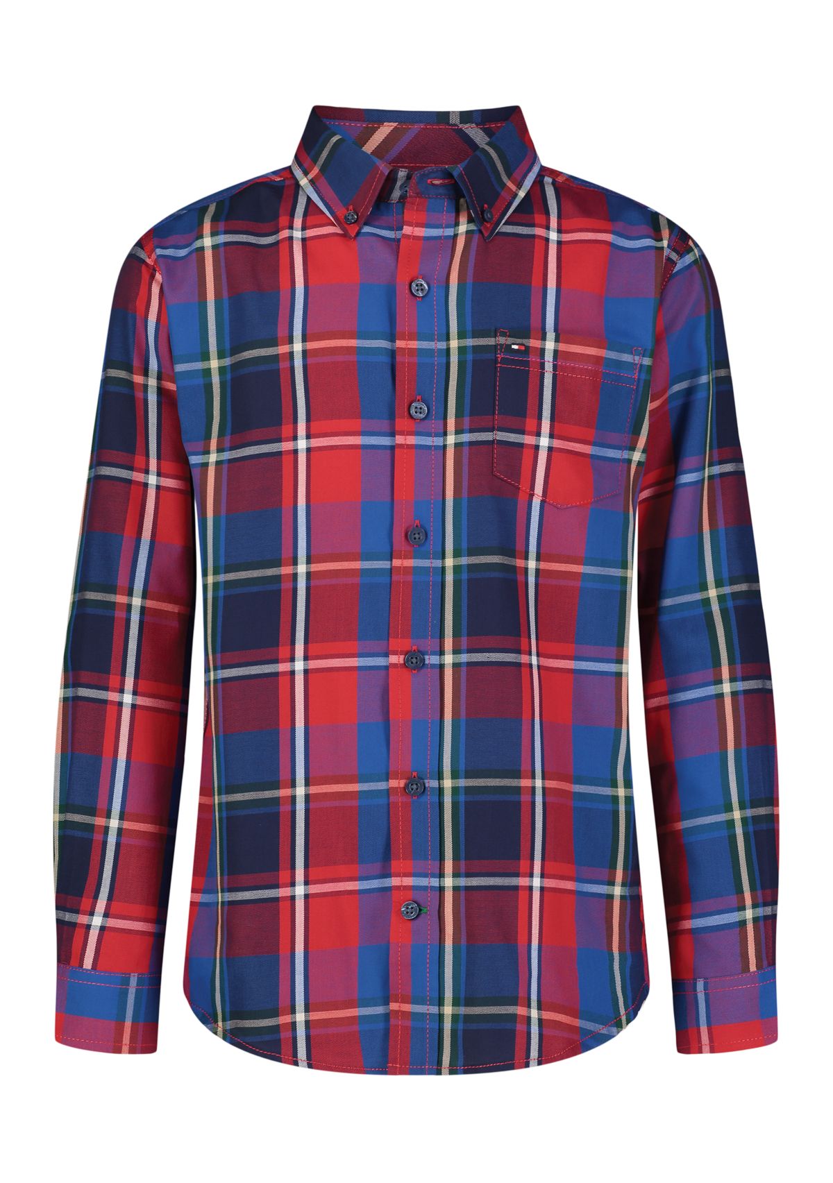 Boys 4-7 Saturated Plaid Printed Shirt