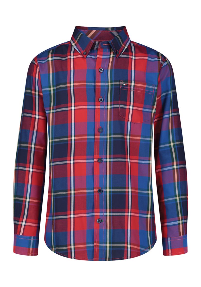 Boys 8-20 Saturated Plaid Printed Shirt