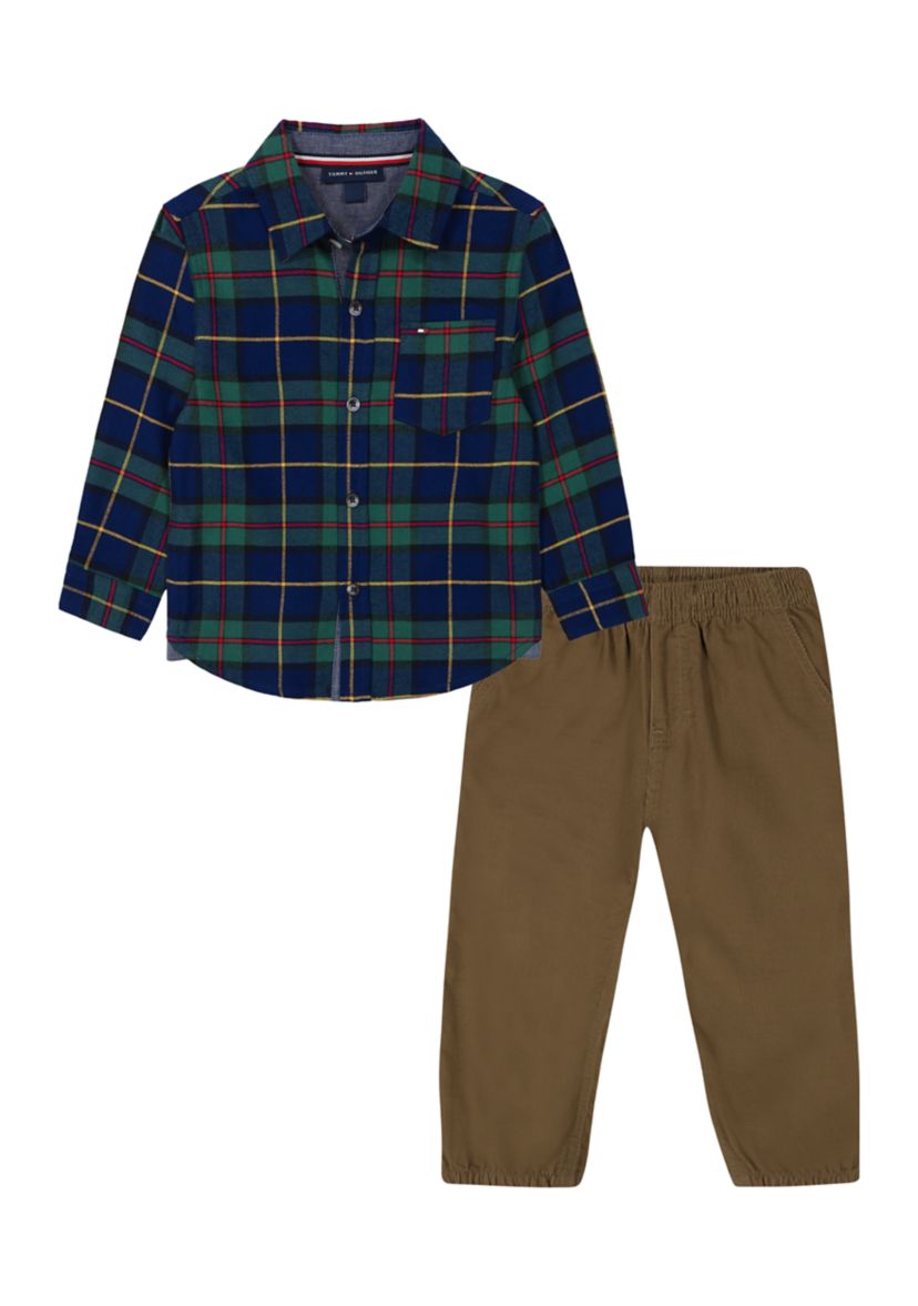 Boys 4-7 Plaid Printed Woven Set