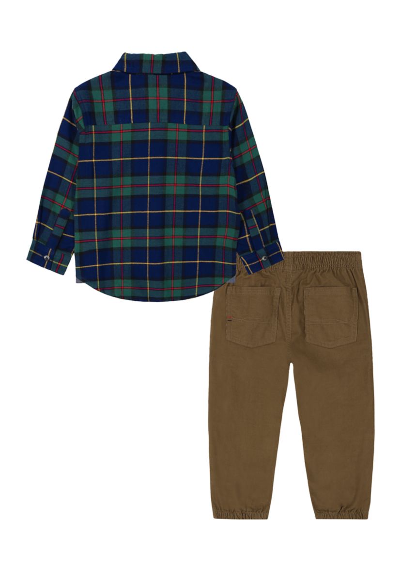 Boys 4-7 Plaid Printed Woven Set