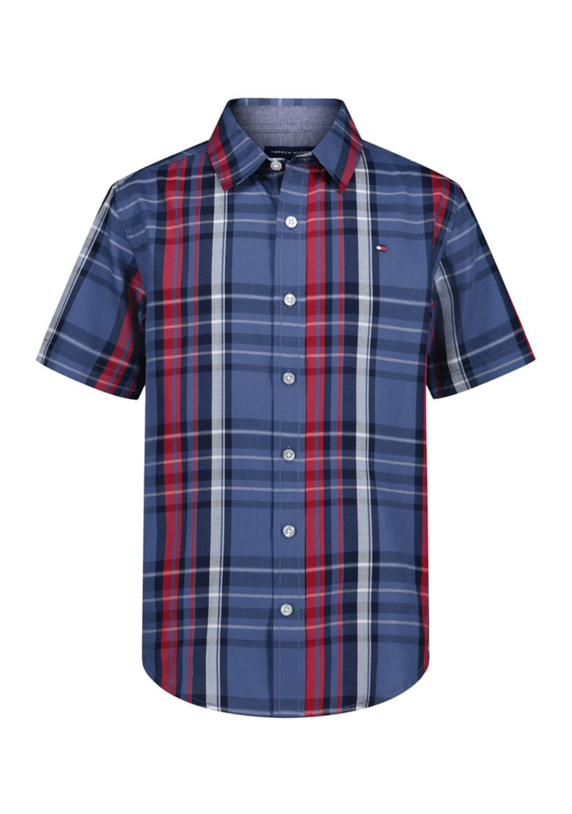 Boys 8-20 Short Sleeve Plaid Woven Shirt