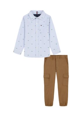Tommy Hilfiger Boys 4-7 2 Piece Long Sleeve Woven Pantset, 5