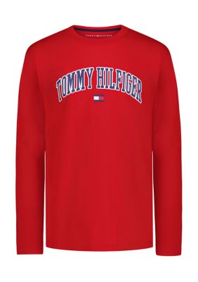 Tommy Hilfiger Boys 4-7 Long Sleeve Logo Graphic T-Shirt, Red