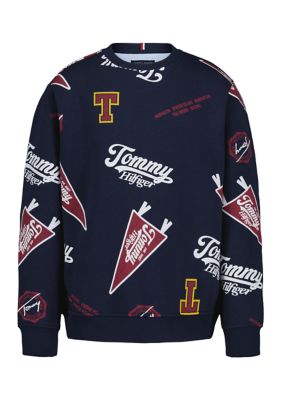 Tommy Hilfiger Boys 8-20 Collegiate Crew Neck Sweatshirt, Navy Blue, 18 - 20