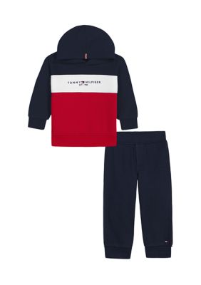 Tommy Hilfiger Boys 4-7 2 Piece Fleece Crew Neck Hoodie and Joggers Set