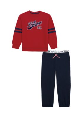 Tommy Hilfiger Boys 4-7 2 Piece Fleece Crew Neck Shirt and Joggers Set
