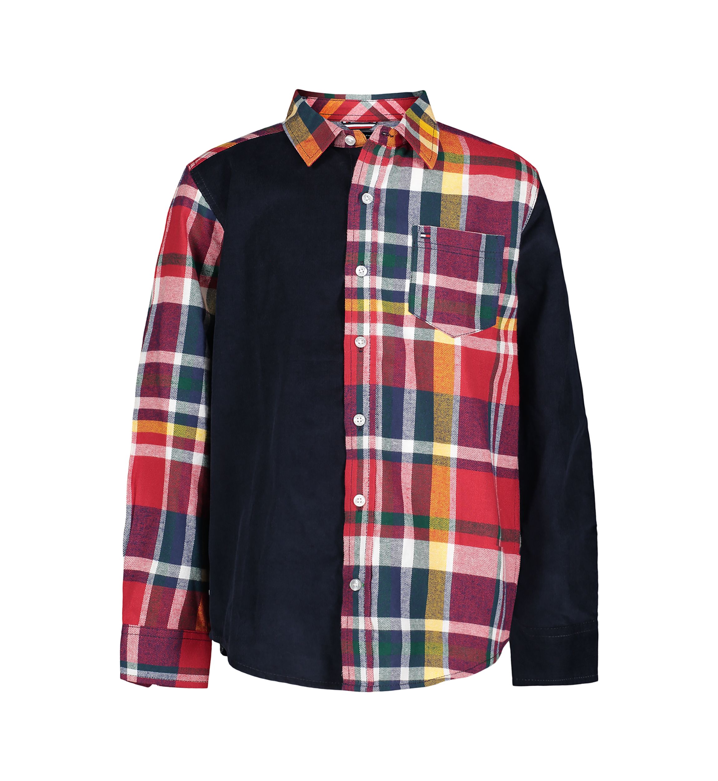 Boys 8-20 Plaid Color Blocked Shirt