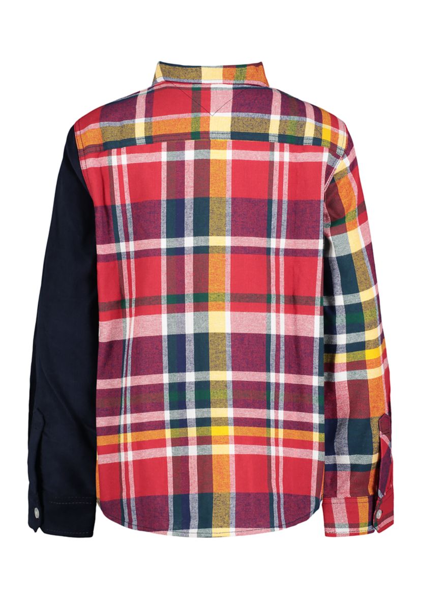 Boys 8-20 Plaid Color Blocked Shirt