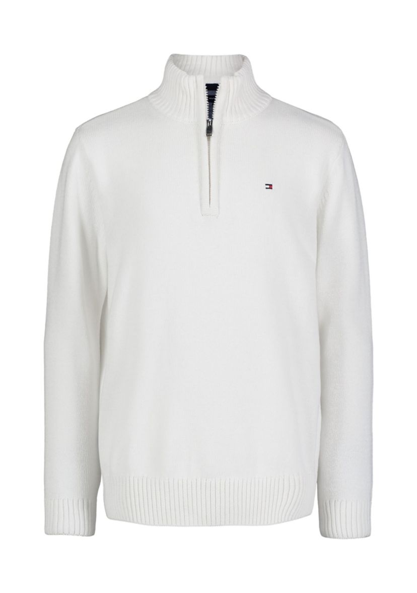Boys 8-20 1/4 Zip Solid Sweater Knit Pullover