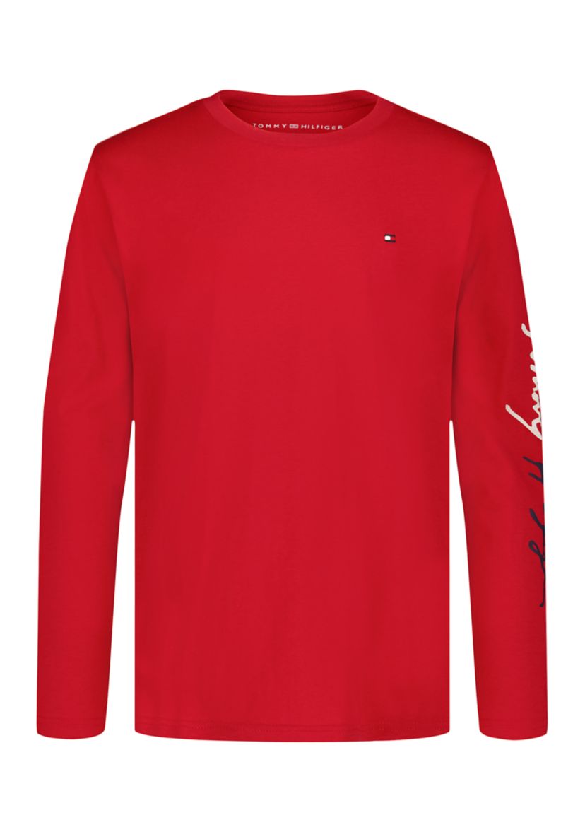 Boys 8-20 Long Script Sleeve T-Shirt