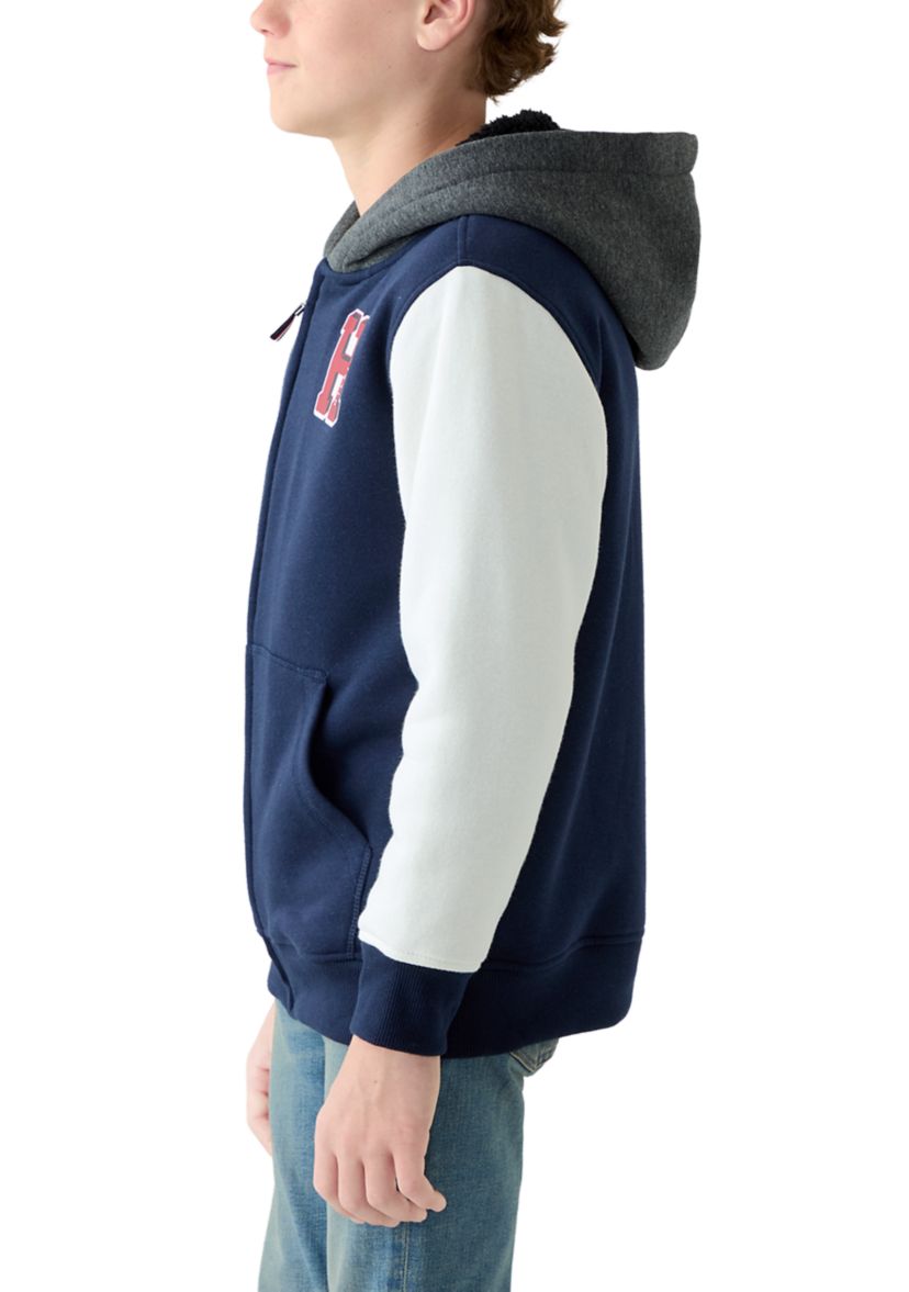 Boys 8-20 2 Tone Full Zip Sherpa Fleece Jacket