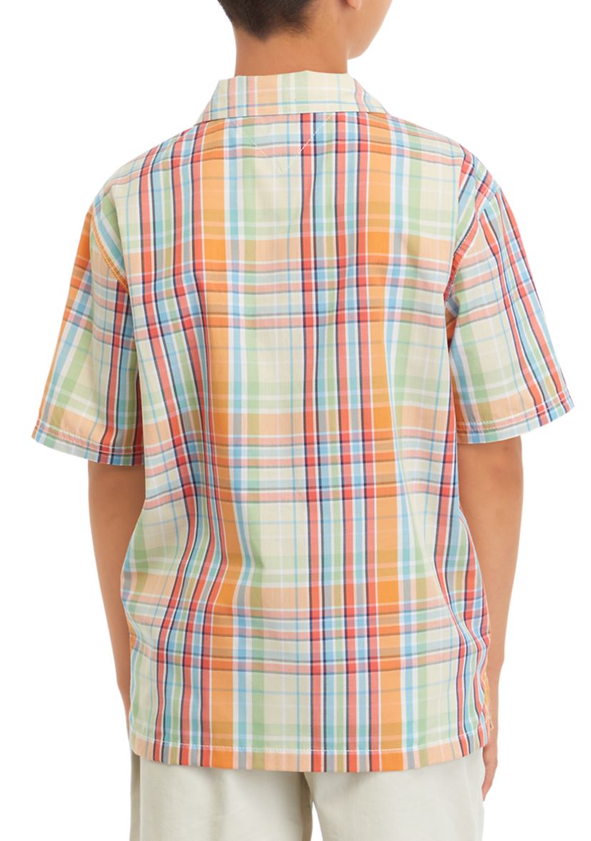 Boys 8-20 Short Sleeve Yarn Dyed Camp Shirt