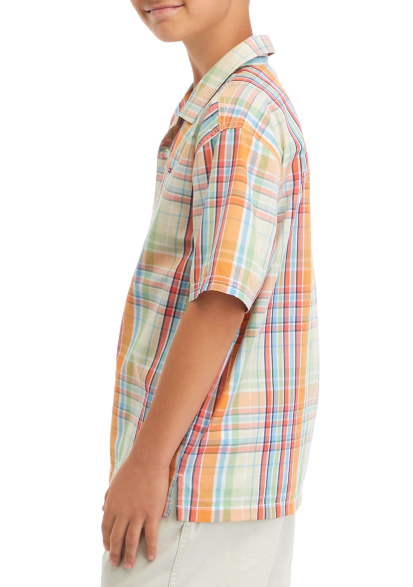 Boys 8-20 Short Sleeve Yarn Dyed Camp Shirt