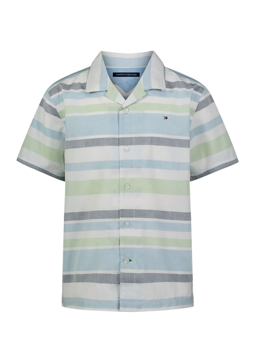 Boys 8-20 Yarn Dyed Stripe Camp Shirt