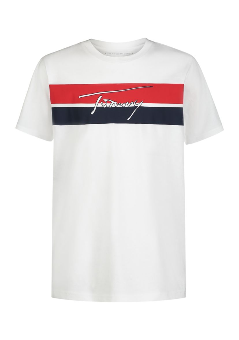 Boys 8-20 Color Blocked Stripe and Script Graphic T-Shirt
