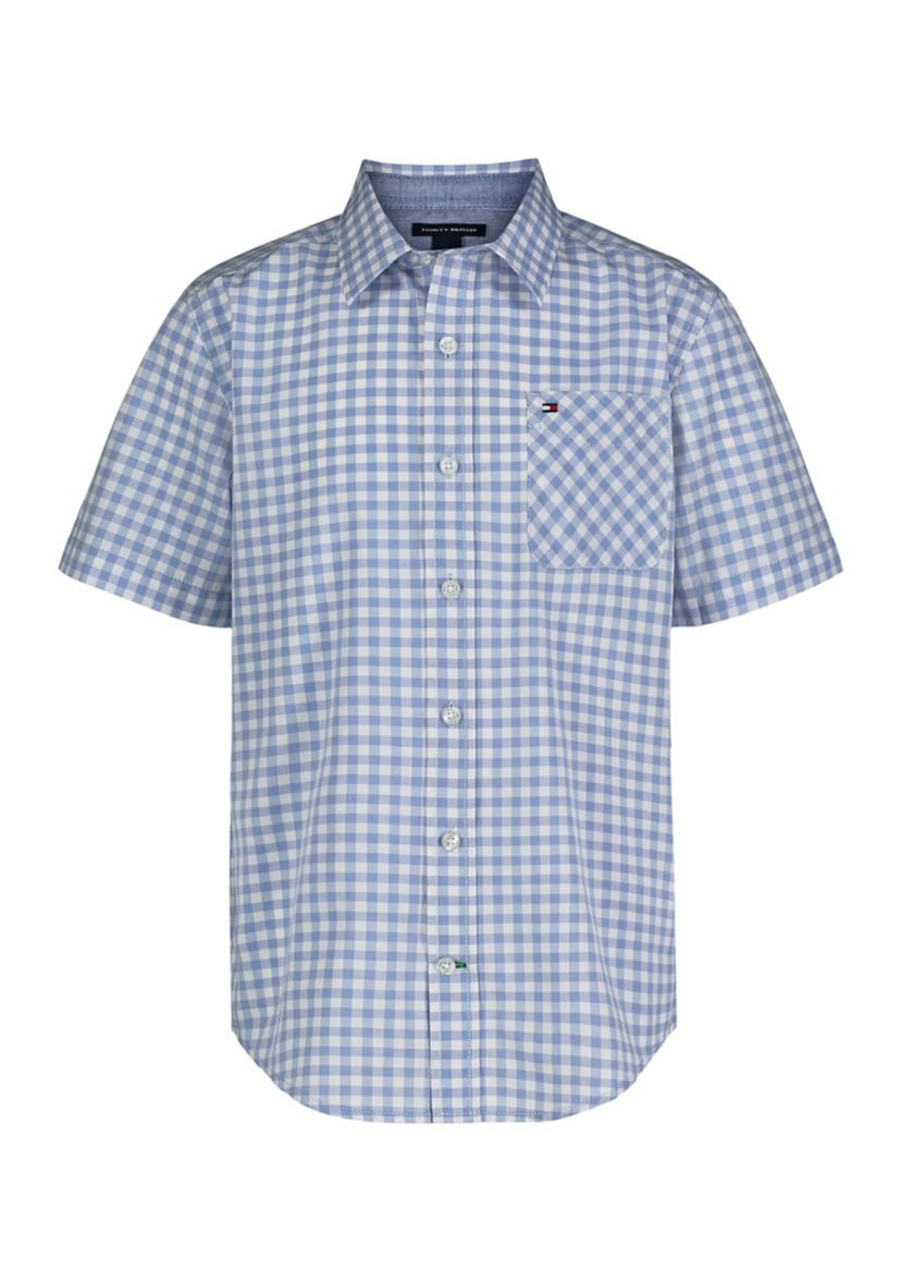 Boys 8-20 Short Sleeve Gingham Woven Shirt