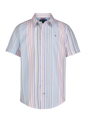 Tommy Hilfiger Boys 8-20 Variegated Stripe Button Down Shirt, White, 10 - 12