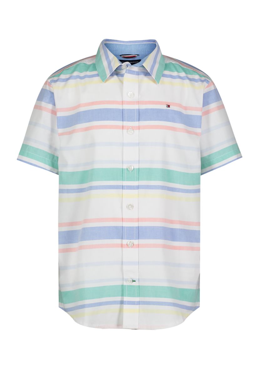 Boys 8-20 Short Sleeve Striped Button Down Shirt 