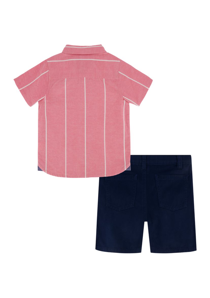 Boys 4-7 Stripe Woven Shirt and Shorts Set