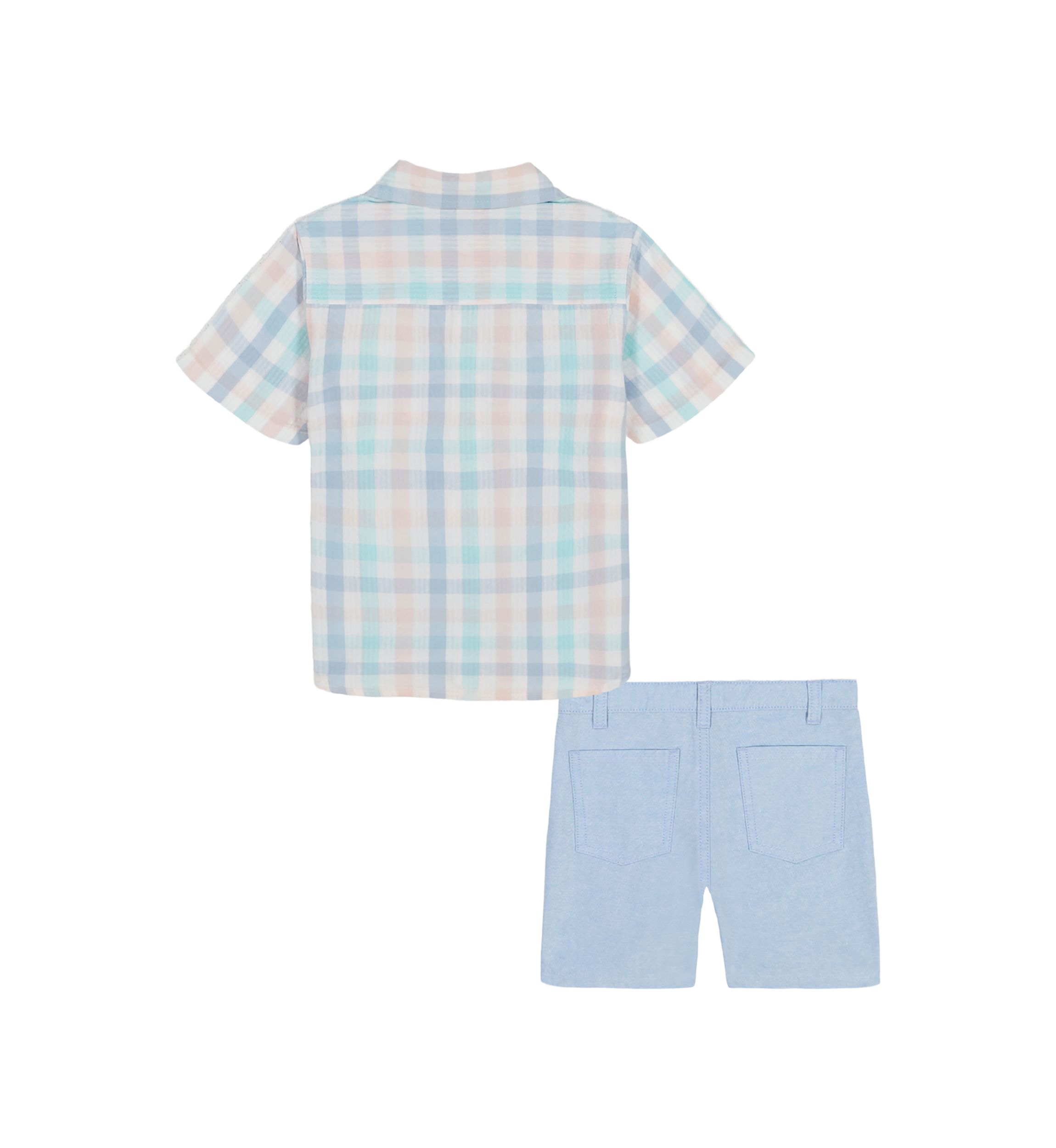 Boys 4-7 Plaid Printed Woven Shirt and Shorts Set