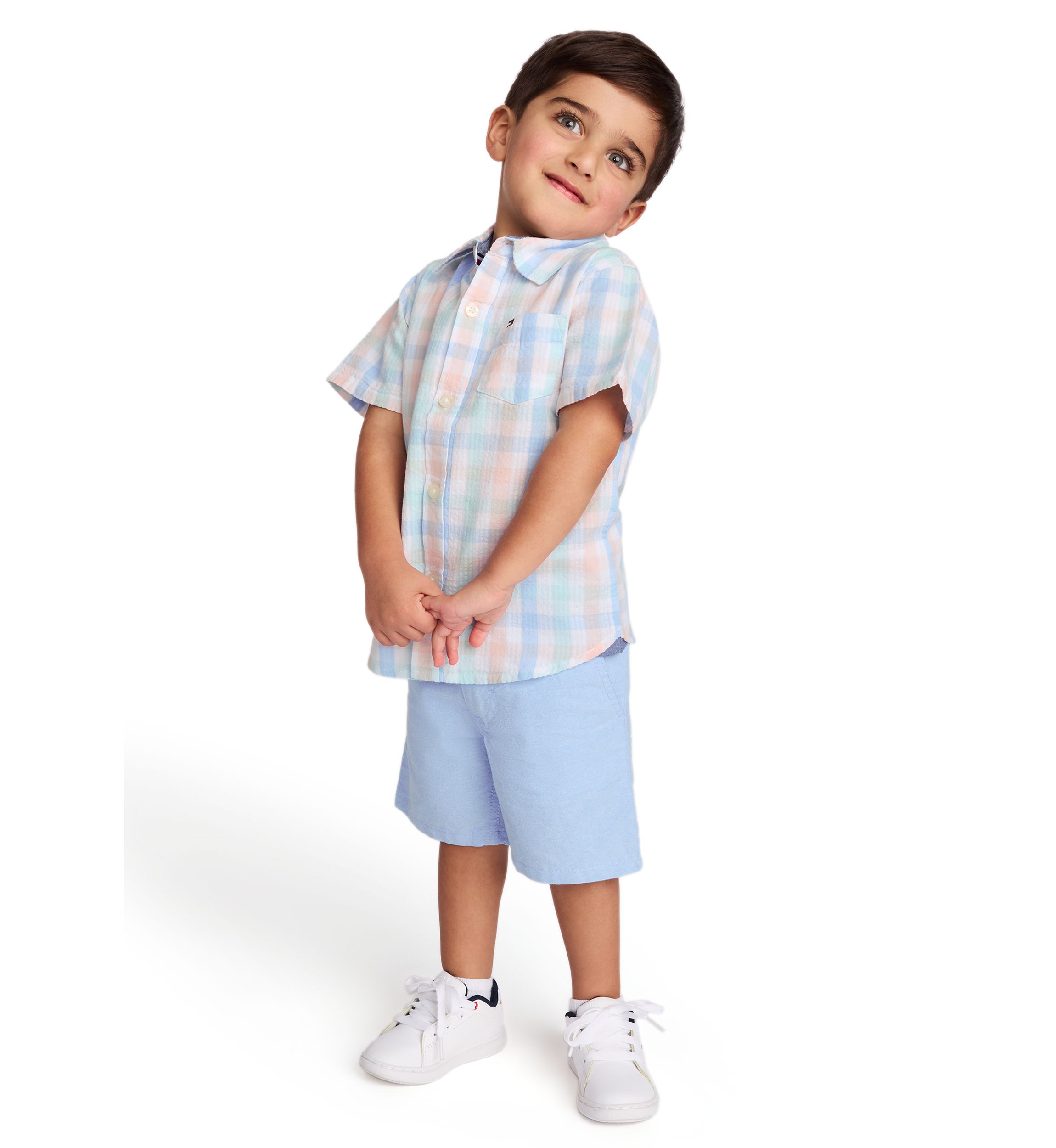 Boys 4-7 Plaid Printed Woven Shirt and Shorts Set