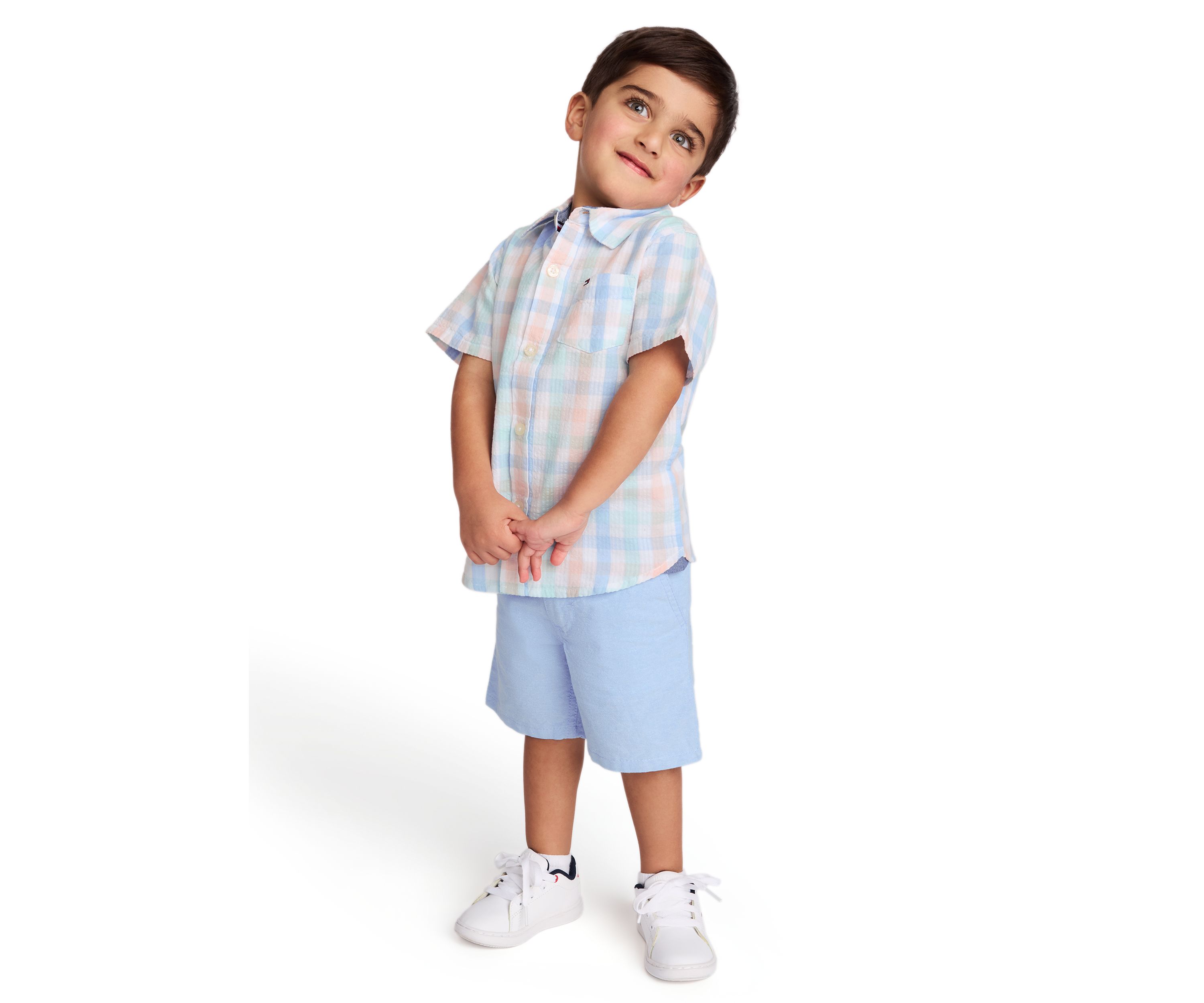 Boys 4-7 Plaid Printed Woven Shirt and Shorts Set