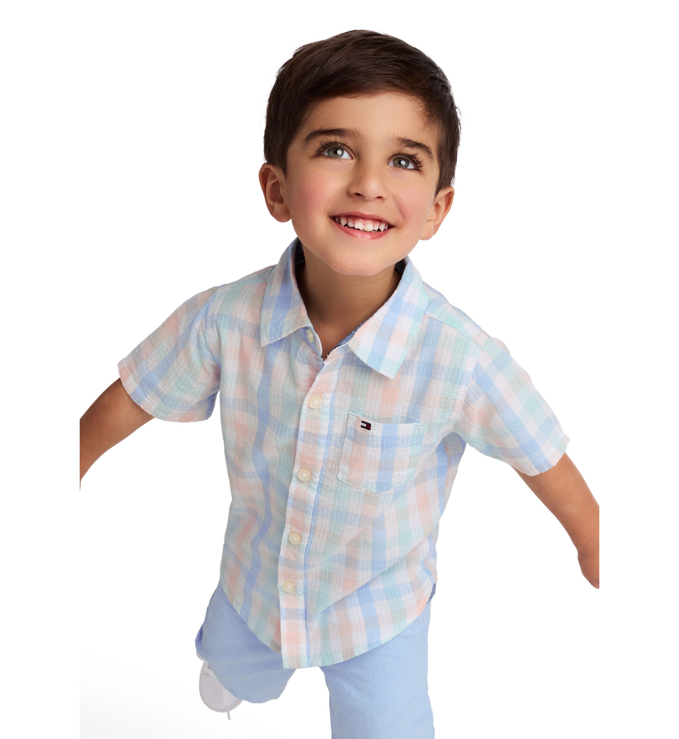 Boys 4-7 Plaid Printed Woven Shirt and Shorts Set