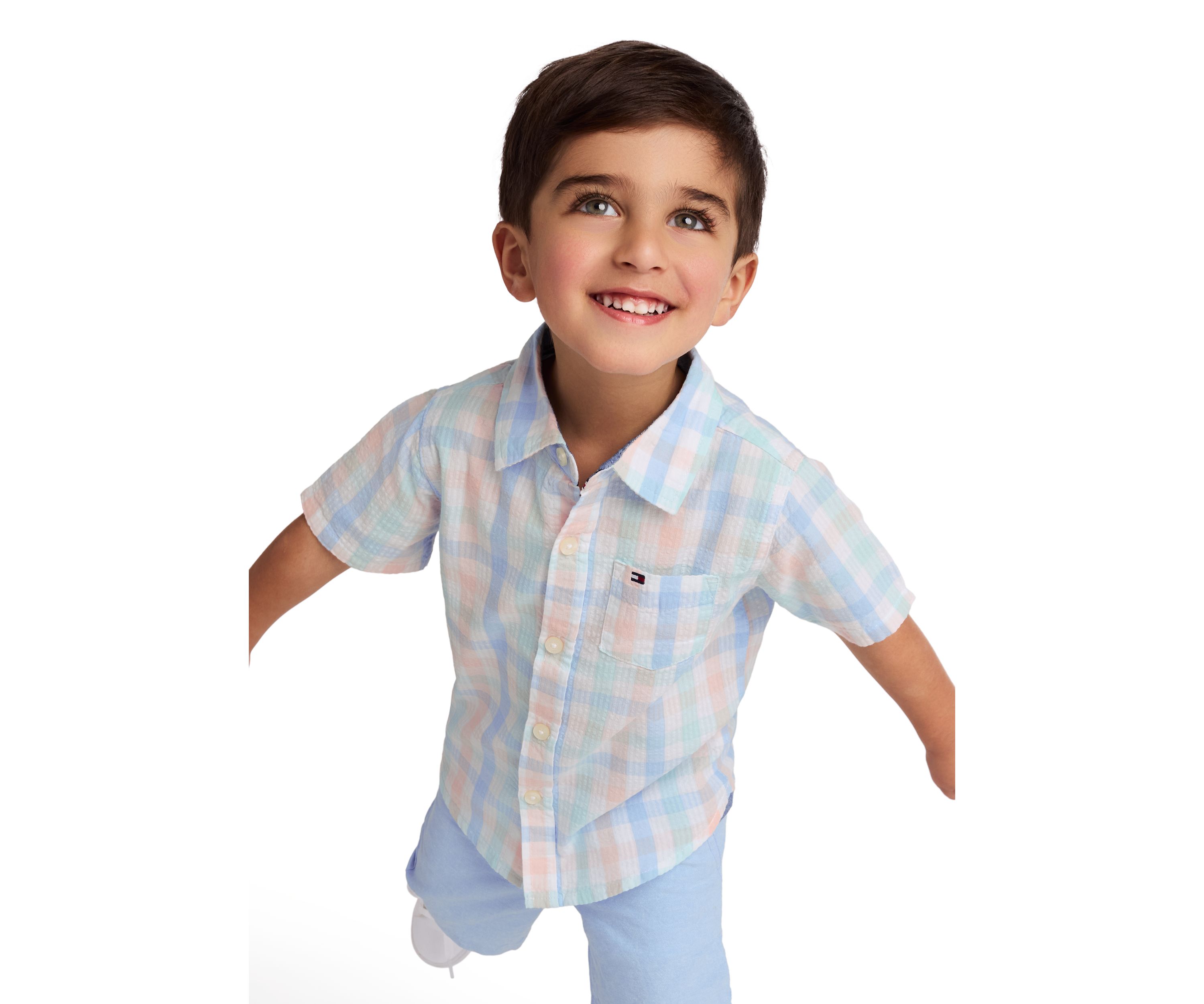 Boys 4-7 Plaid Printed Woven Shirt and Shorts Set