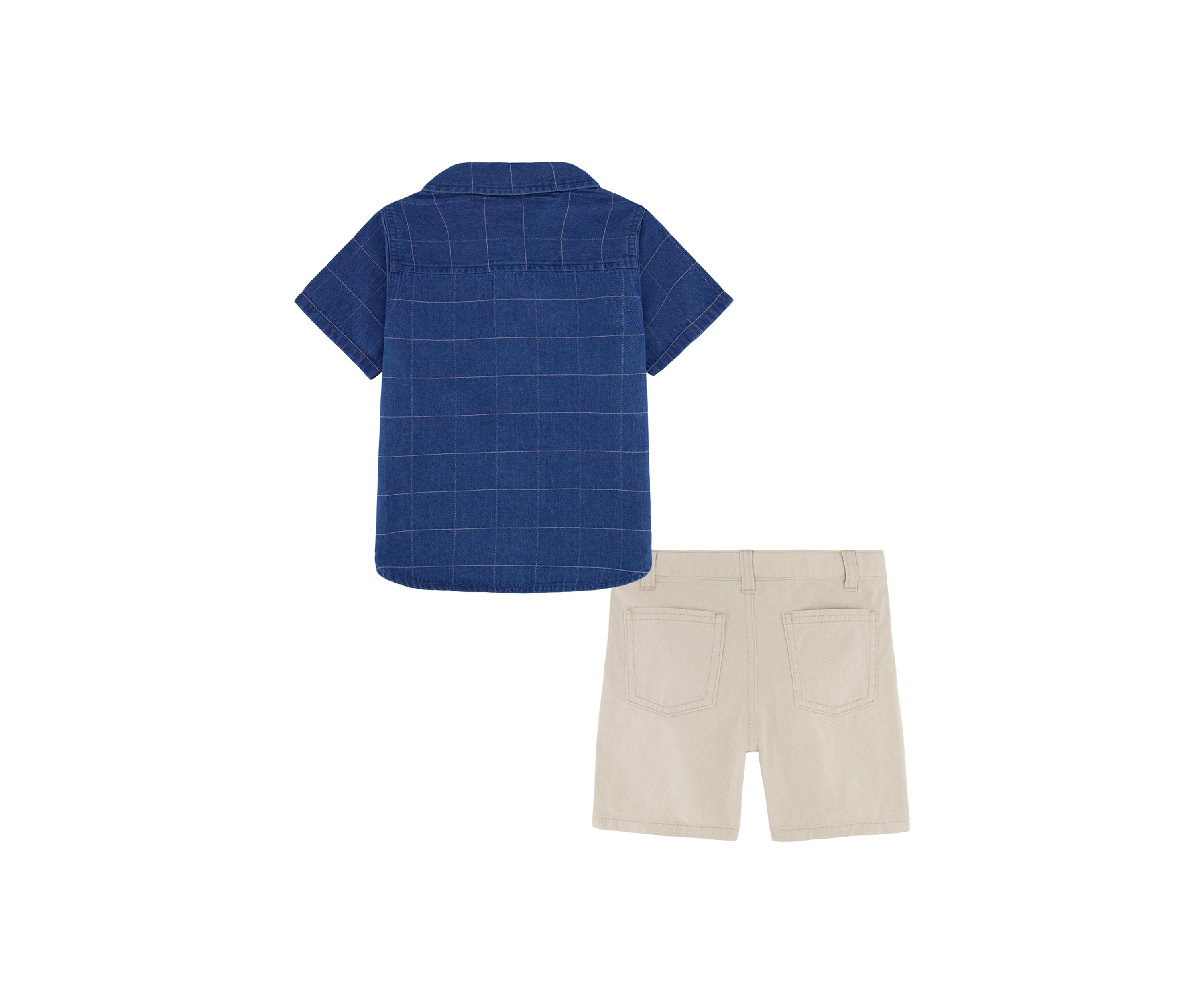 Boys 4-7 Windowpane Printed Woven Shirt and Shorts Set