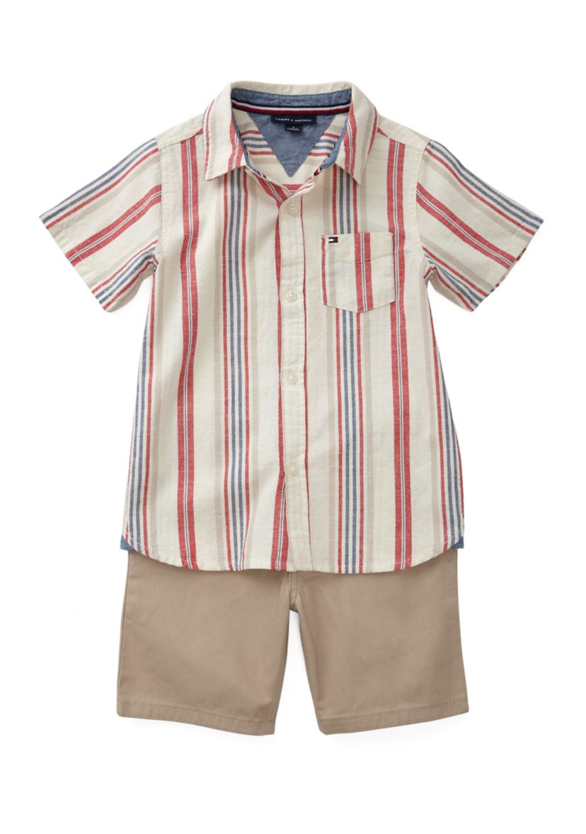 Boys 4-7 Multi Stripe Woven 2 Piece Set