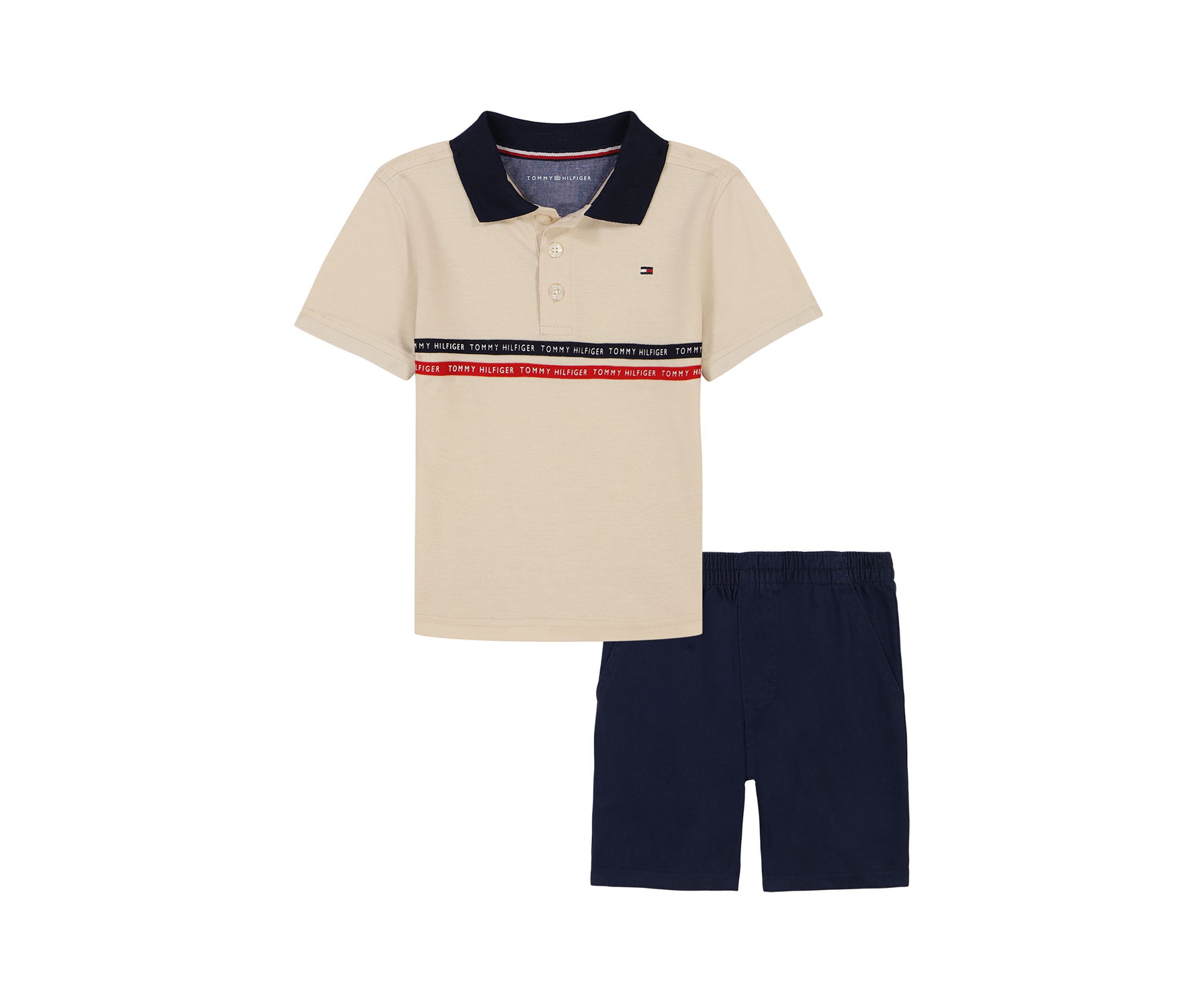 Boys 4-7 2 Piece Chest Stripe Polo Shirt and Shorts Set