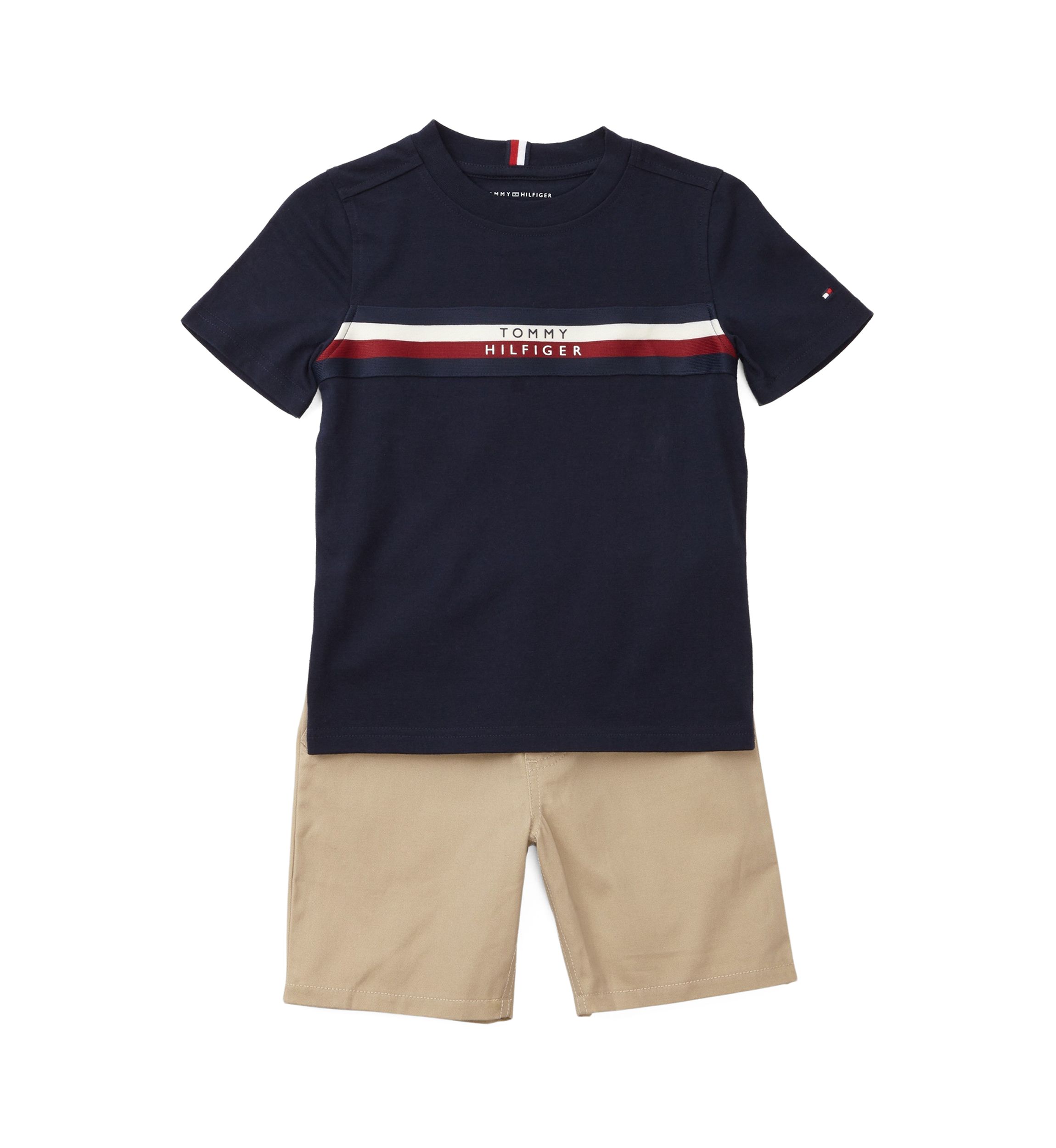 Boys 4-7 Stripe Chest T-Shirt and Shorts Set