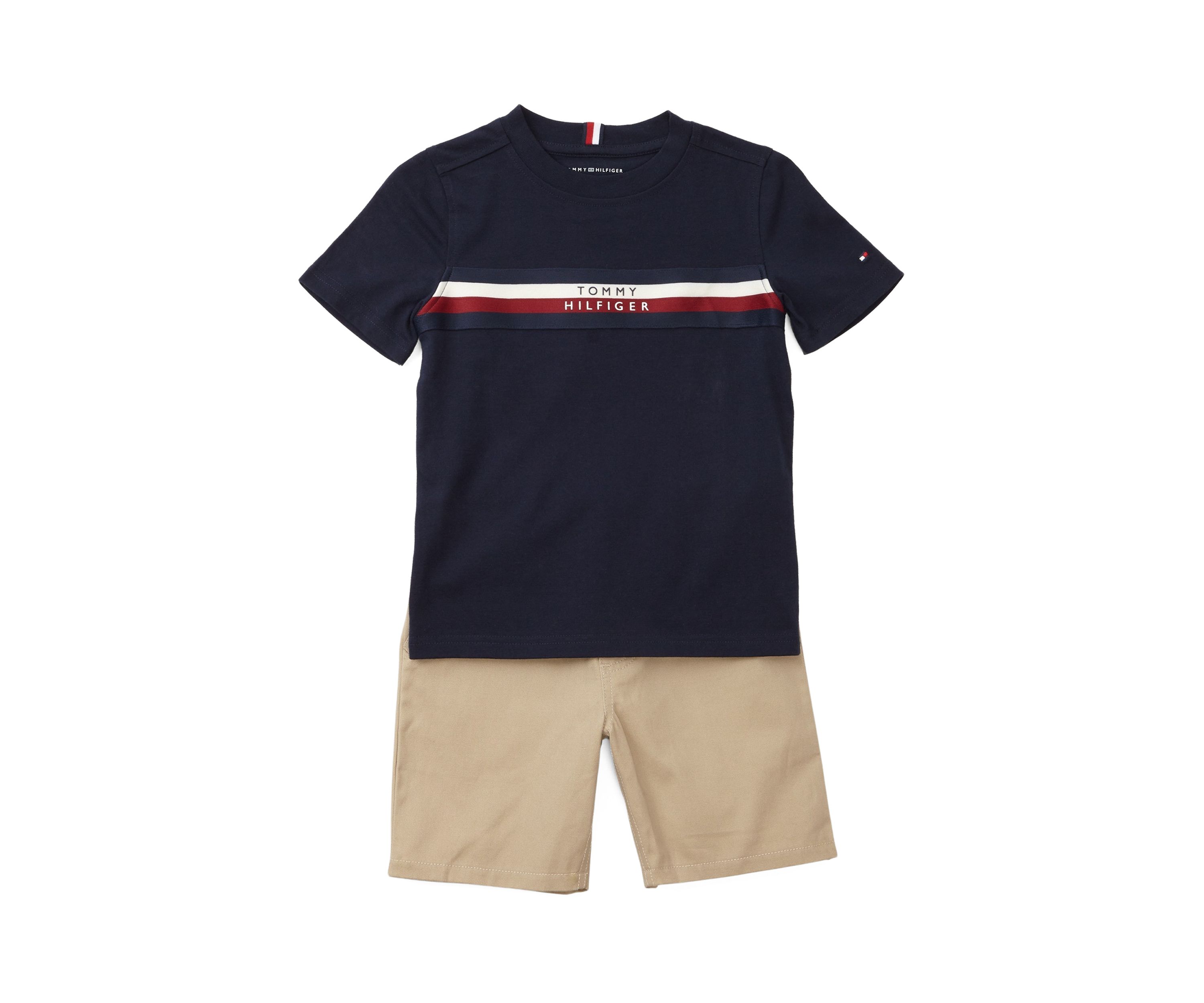Boys 4-7 Stripe Chest T-Shirt and Shorts Set