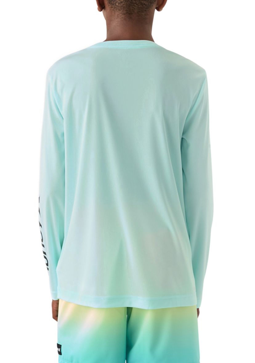 Boys 8-20 Heathered UPF Long Sleeve Swim T-Shirt
