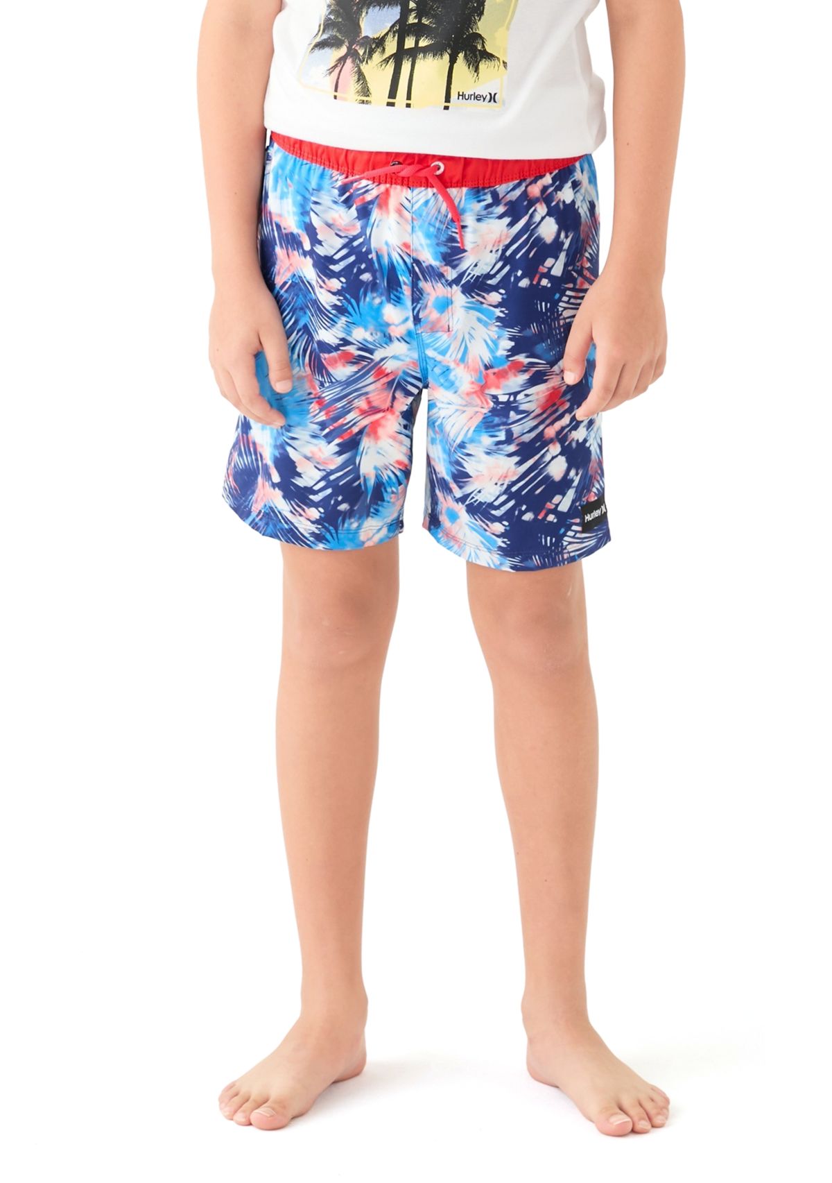 Boys 8-20 Distorted Palm Printed Swim Trunks