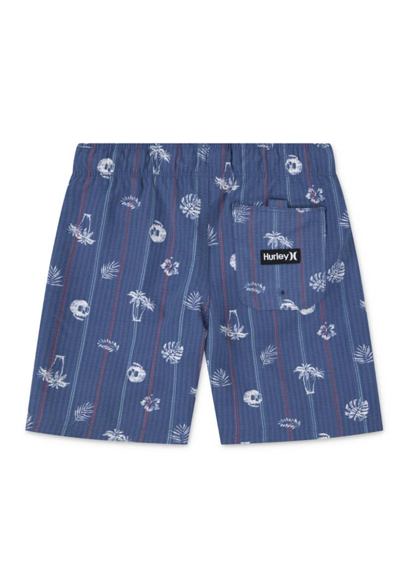 Boys 8-20 Seersucker Palm Print Swim Trunks 