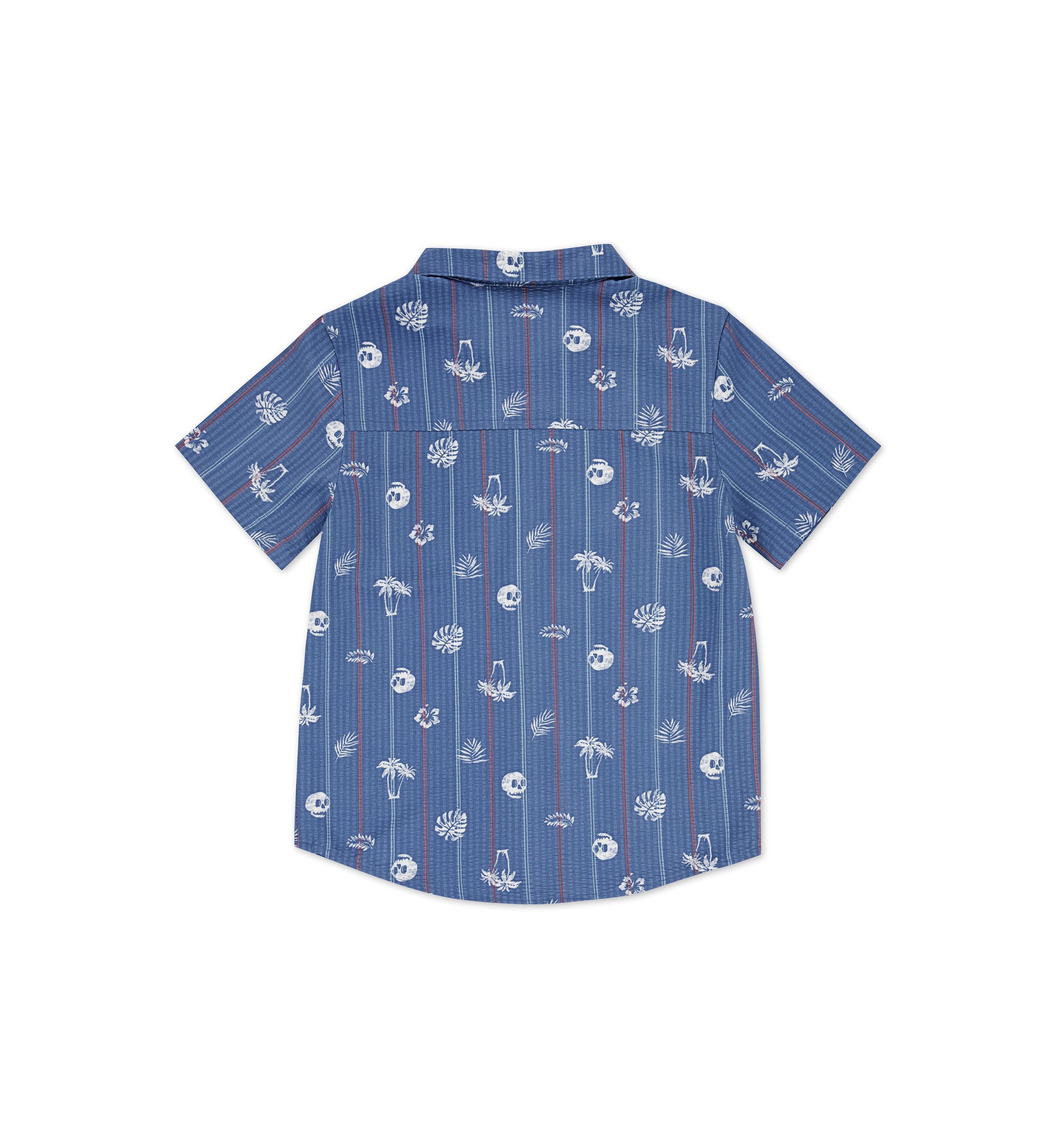 Boys 8-20 Short Sleeve Seersucker Palm Print Button Up Shirt 
