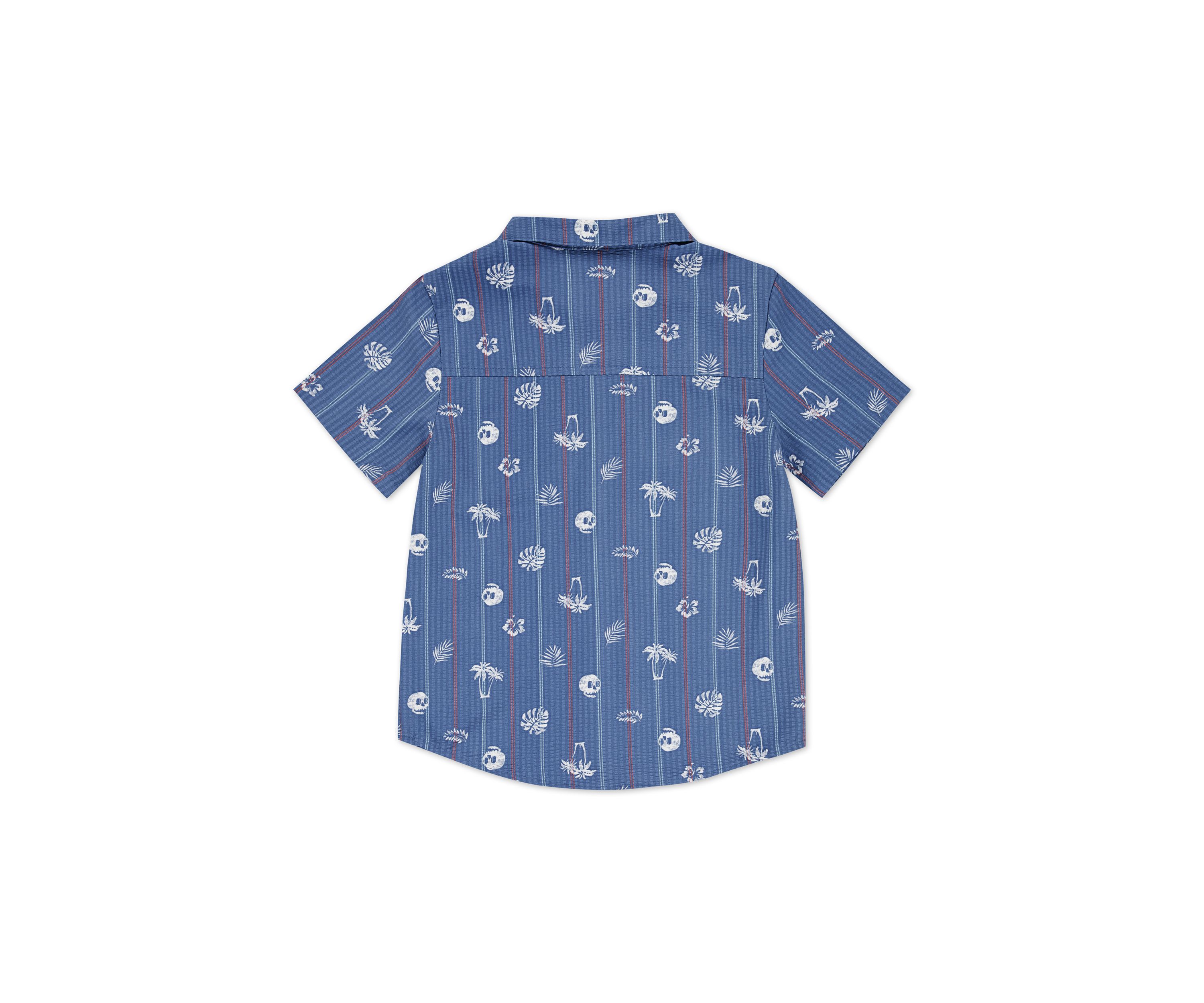 Boys 8-20 Short Sleeve Seersucker Palm Print Button Up Shirt 