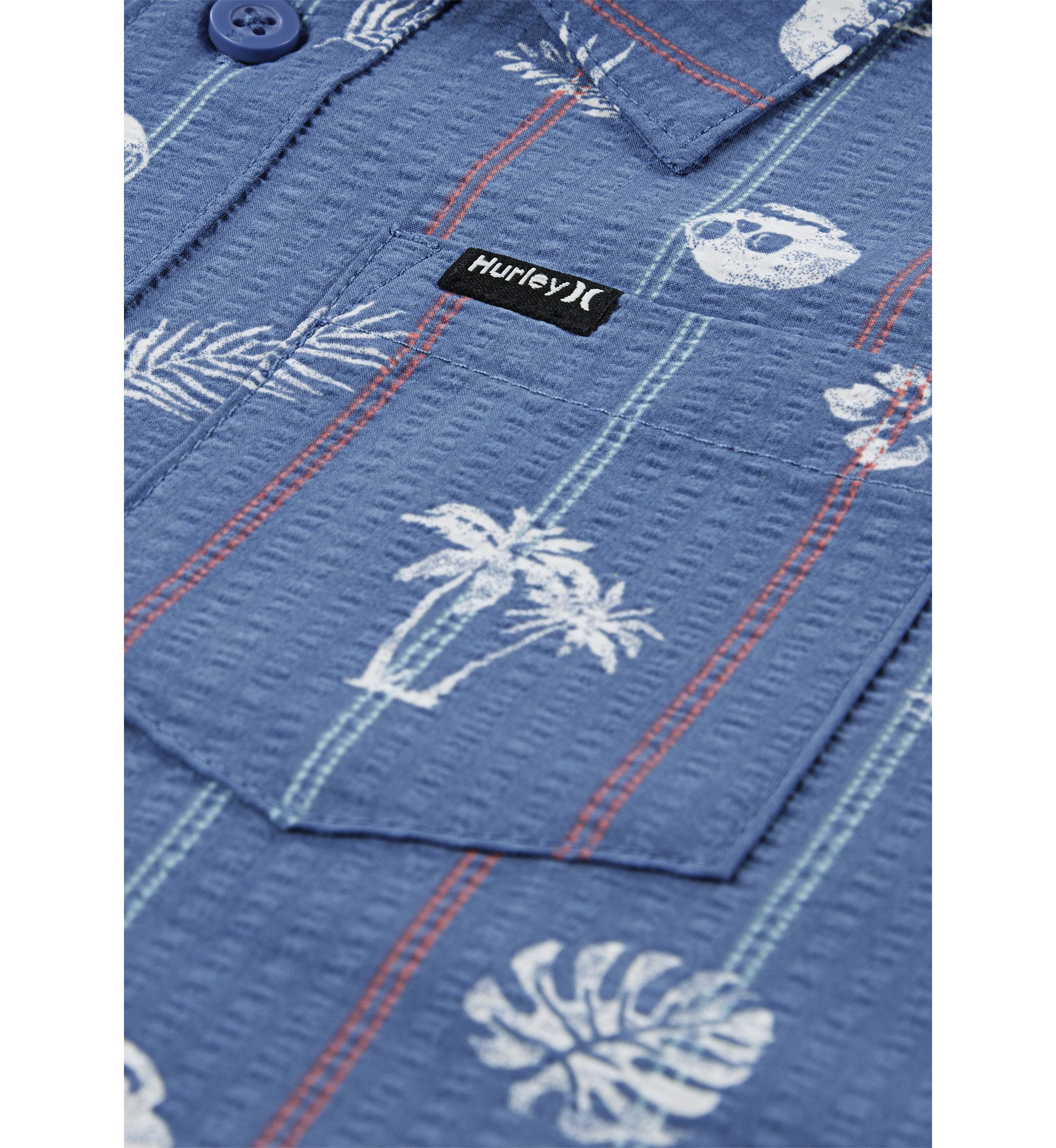 Boys 8-20 Short Sleeve Seersucker Palm Print Button Up Shirt 