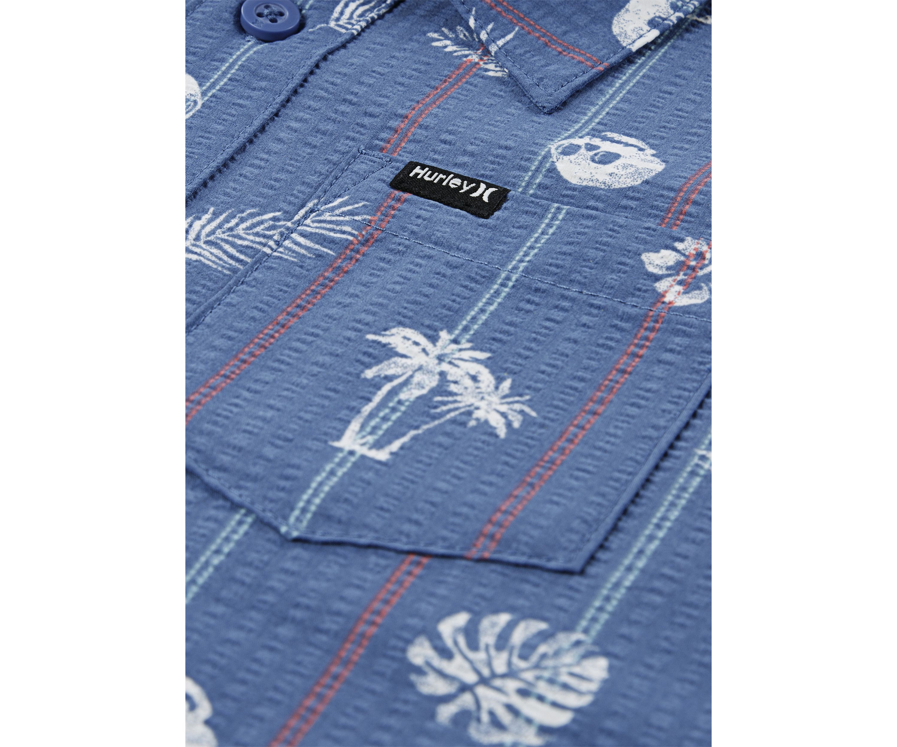 Boys 8-20 Short Sleeve Seersucker Palm Print Button Up Shirt 