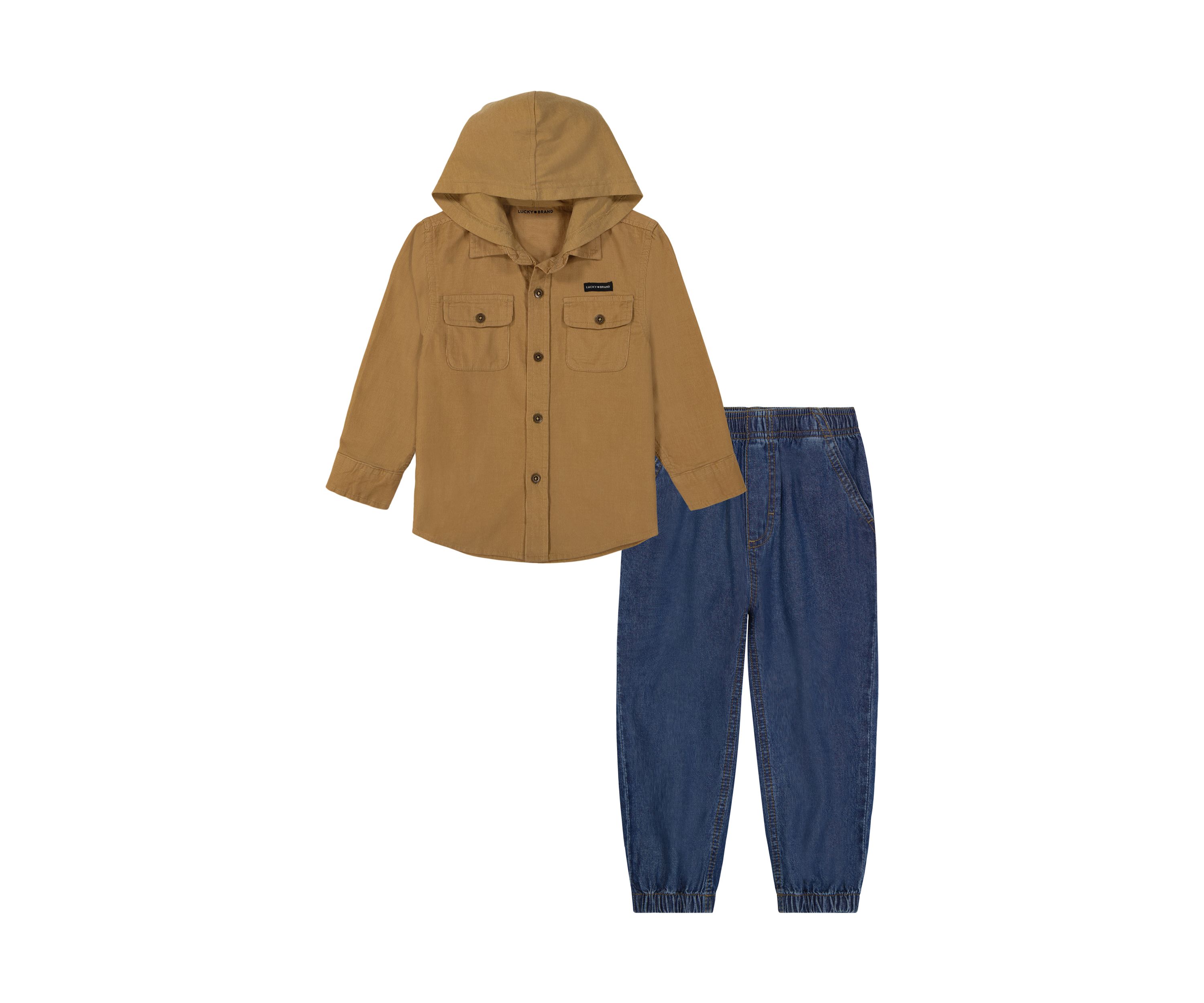 Boys 4-7 Corduroy Shirt and Twill Jogger Pants Set
