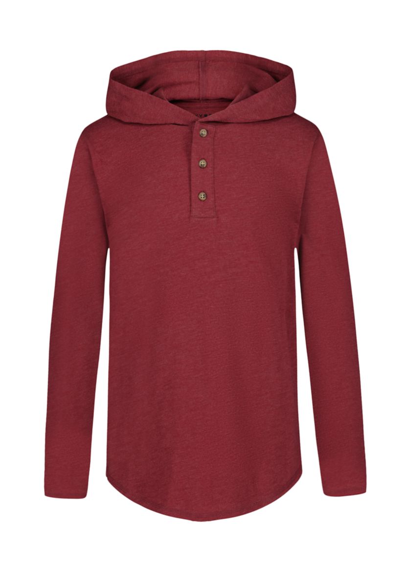 Boys 8-20 Slub Hooded Henley Shirt 